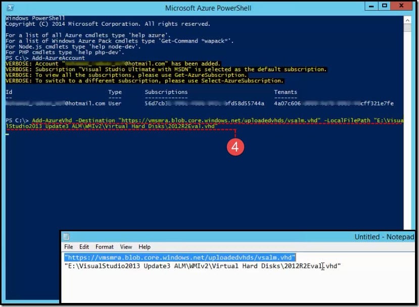4-Upload vhd file by running microsoft azure powershell (2) Upload vhd file by running microsoft azure powershell (2)